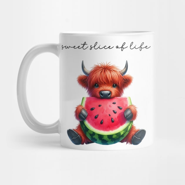 Sweet Slice of Life Highland Cow with Watermelon by Teresa's Store 1